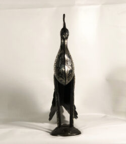 Metal Peacock Sculpture – Handmade Silver Damascene Bird Statue – Luxury Artisan Home Decor – Large Peacock Art - Image 16