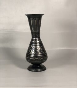 Handmade Moroccan Damascene pitcher Vase – Silver Inlay Metal Ewer, Luxury Decorative Jug, Artisan Home Decor from Meknes- M8 - Image 2