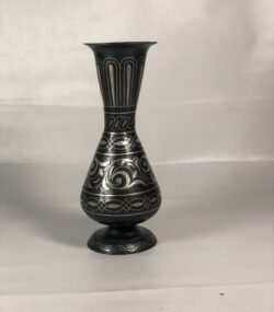 Handmade Moroccan Damascene pitcher Vase – Silver Inlay Metal Ewer, Luxury Decorative Jug, Artisan Home Decor from Meknes- M8