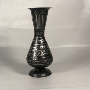 Handmade Moroccan Damascene pitcher Vase – Silver Inlay Metal Ewer, Luxury Decorative Jug, Artisan Home Decor from Meknes- M8