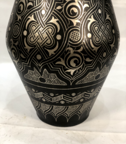 Handmade Moroccan Damascene pitcher Vase – Silver Inlay Metal Ewer, Luxury Decorative Jug, Artisan Home Decor from Meknes. - Image 5