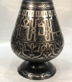 Handmade Moroccan Arabic letters Damascene Vase – Silver Inlay Metal Ewer, Luxury Decorative Jug, Artisan Home Decor from Meknes //only one . very rare.//// - Image 6