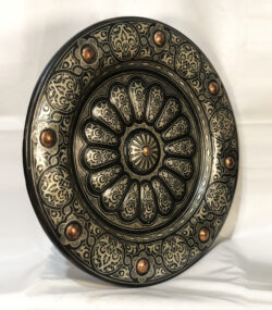 Large Damascene Decorative Plate | Handmade Silver Inlay Wall Art, Luxury Meknes Geometric Brass Accent Disc 1 - Image 5