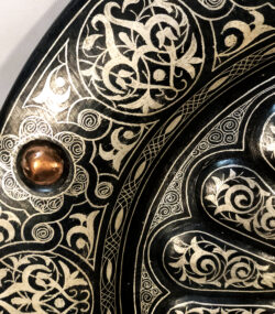 Large Damascene Decorative Plate | Handmade Silver Inlay Wall Art, Luxury Meknes Geometric Brass Accent Disc 1 - Image 4
