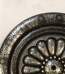 Large Damascene Decorative Plate | Handmade Silver Inlay Wall Art, Luxury Meknes Geometric Brass Accent Disc 2 - Image 6