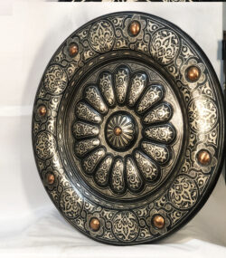 Large Damascene Decorative Plate | Handmade Silver Inlay Wall Art, Luxury Meknes Geometric Brass Accent Disc 1 - Image 12