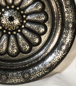 Large Damascene Decorative Plate | Handmade Silver Inlay Wall Art, Luxury Meknes Geometric Brass Accent Disc 2 - Image 5