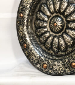 Large Damascene Decorative Plate | Handmade Silver Inlay Wall Art, Luxury Meknes Geometric Brass Accent Disc 1 - Image 10