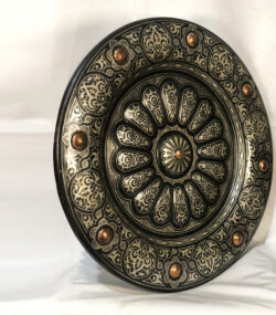 Large Damascene Decorative Plate | Handmade Silver Inlay Wall Art, Luxury Meknes Geometric Brass Accent Disc 1 - Image 7