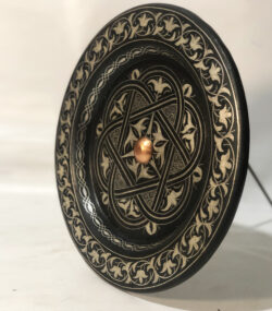 Medium Damascene Decorative Plate | Handmade Silver Inlay Wall Art, Luxury Meknes Geometric Brass Accent Disc -3 - Image 3