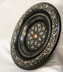 Medium Damascene Decorative Plate | Handmade Silver Inlay Wall Art, Luxury Meknes Geometric Brass Accent Disc - Image 2