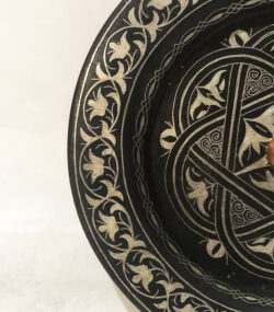Medium Damascene Decorative Plate | Handmade Silver Inlay Wall Art, Luxury Meknes Geometric Brass Accent Disc -3 - Image 10