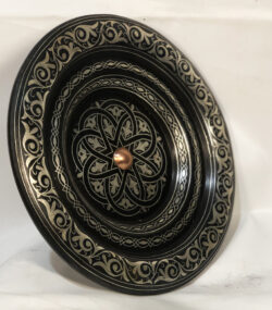 Medium Damascene Decorative Plate | Handmade Silver Inlay Wall Art, Luxury Meknes Geometric Brass Accent Disc - Image 8