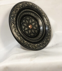 Medium Damascene Decorative Plate | Handmade Silver Inlay Wall Art, Luxury Meknes Geometric Brass Accent Disc - Image 7