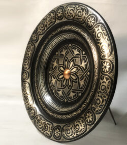 Medium Damascene Decorative Plate | Handmade Silver Inlay Wall Art, Luxury Meknes Geometric Brass Accent Disc -2 - Image 8