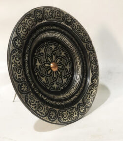 Medium Damascene Decorative Plate | Handmade Silver Inlay Wall Art, Luxury Meknes Geometric Brass Accent Disc -2 - Image 7