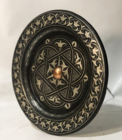 Medium Damascene Decorative Plate | Handmade Silver Inlay Wall Art, Luxury Meknes Geometric Brass Accent Disc -3 - Image 8