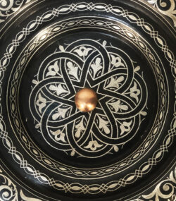 Medium Damascene Decorative Plate | Handmade Silver Inlay Wall Art, Luxury Meknes Geometric Brass Accent Disc - Image 6