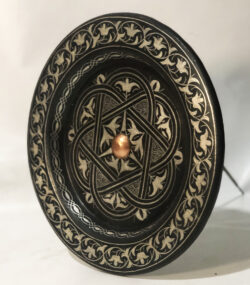 Medium Damascene Decorative Plate | Handmade Silver Inlay Wall Art, Luxury Meknes Geometric Brass Accent Disc -3 - Image 4