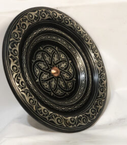 Medium Damascene Decorative Plate | Handmade Silver Inlay Wall Art, Luxury Meknes Geometric Brass Accent Disc - Image 4