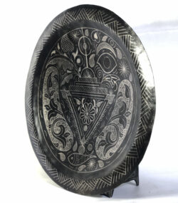 Handmade Moroccan Damascene Silver Inlay Decorative Plate – Rare Hand Engraved Metal Wall Art from Meknes - Image 2
