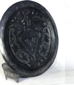 Handmade Moroccan Damascene Silver Inlay Decorative Plate – Rare Hand Engraved Metal Wall Art from Meknes - Image 5