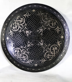 Handmade Moroccan Damascene Silver Inlay Decorative Plate – Rare Hand Engraved Metal Wall Art from Meknes 2-