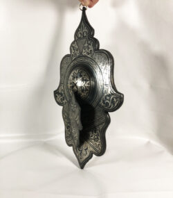 Moroccan Damascene Hamsa Wall Decor – Handmade Silver Damascene Khamsa – Islamic Wall Art – Hand of Fatima Hanging – Luxury Moroccan Home Decor - Image 6