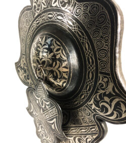 Moroccan Damascene Hamsa Wall Decor – Handmade Silver Damascene Khamsa – Islamic Wall Art – Hand of Fatima Hanging – Luxury Moroccan Home Decor - Image 3
