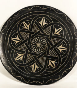 Medium Damascene Decorative Plate | Handmade Silver Inlay Wall Art, Luxury Meknes Geometric Brass Accent Disc -3 (l)