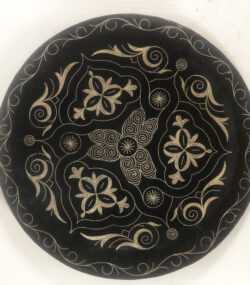 Medium Damascene Decorative Plate | Handmade Silver Inlay Wall Art, Luxury Meknes Geometric Brass Accent Disc -4 (l)