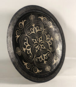Medium Damascene Decorative Plate | Handmade Silver Inlay Wall Art, Luxury Meknes Geometric Brass Accent Disc -5 (l) - Image 2