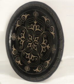 Medium Damascene Decorative Plate | Handmade Silver Inlay Wall Art, Luxury Meknes Geometric Brass Accent Disc -5 (l) - Image 4