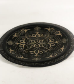 Medium Damascene Decorative Plate | Handmade Silver Inlay Wall Art, Luxury Meknes Geometric Brass Accent Disc -5 (l) - Image 3