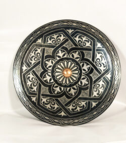 Moroccan Damascene Decorative Plate | Handmade Silver Inlay Wall Art, Luxury Meknes Geometric Brass Accent Disc - Image 6