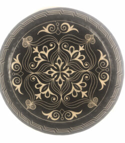 Medium Damascene Decorative Plate | Handmade Silver Inlay Wall Art, Luxury Meknes Geometric Brass Accent Disc -5 (l) - Image 11