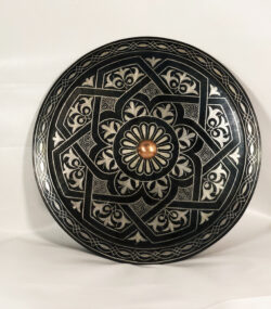 Moroccan Damascene Decorative Plate | Handmade Silver Inlay Wall Art, Luxury Meknes Geometric Brass Accent Disc - Image 5