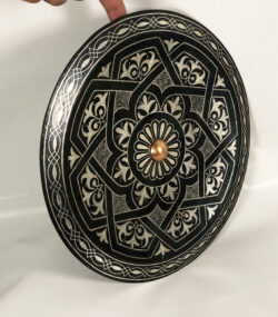 Moroccan Damascene Decorative Plate | Handmade Silver Inlay Wall Art, Luxury Meknes Geometric Brass Accent Disc - Image 4
