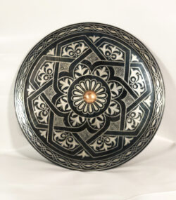 Moroccan Damascene Decorative Plate | Handmade Silver Inlay Wall Art, Luxury Meknes Geometric Brass Accent Disc - Image 3