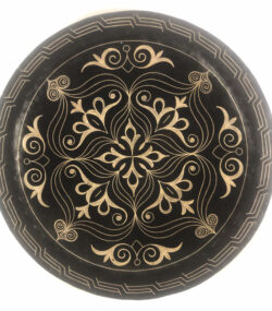 Medium Damascene Decorative Plate | Handmade Silver Inlay Wall Art, Luxury Meknes Geometric Brass Accent Disc -5 (l) - Image 9
