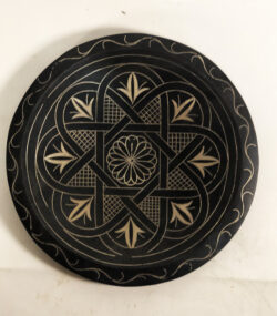 Medium Damascene Decorative Plate | Handmade Silver Inlay Wall Art, Luxury Meknes Geometric Brass Accent Disc -3 (l) - Image 3