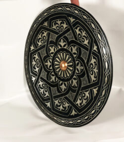 Moroccan Damascene Decorative Plate | Handmade Silver Inlay Wall Art, Luxury Meknes Geometric Brass Accent Disc - Image 2